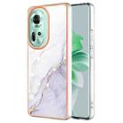 For OPPO Reno11 5G Global Electroplating Marble Dual-side IMD Phone Case(White 006) - 1