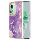 For OPPO Reno11 5G Global Electroplating Marble Dual-side IMD Phone Case(Purple 002) - 1