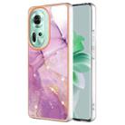 For OPPO Reno11 5G Global Electroplating Marble Dual-side IMD Phone Case(Purple 001) - 1