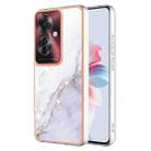 For OPPO Reno11 F 5G Global Electroplating Marble Dual-side IMD Phone Case(White 006) - 1