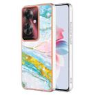 For OPPO Reno11 F 5G Global Electroplating Marble Dual-side IMD Phone Case(Green 004) - 1