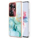 For OPPO Reno11 F 5G Global Electroplating Marble Dual-side IMD Phone Case(Green 003) - 1