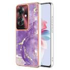 For OPPO Reno11 F 5G Global Electroplating Marble Dual-side IMD Phone Case(Purple 002) - 1