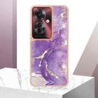 For OPPO Reno11 F 5G Global Electroplating Marble Dual-side IMD Phone Case(Purple 002) - 2