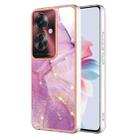 For OPPO Reno11 F 5G Global Electroplating Marble Dual-side IMD Phone Case(Purple 001) - 1