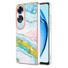 For OPPO A60 Electroplating Marble Dual-side IMD Phone Case(Green 004) - 1