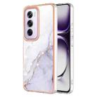 For OPPO Reno12 Pro Global Electroplating Marble Dual-side IMD Phone Case(White 006) - 1
