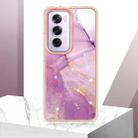 For OPPO Reno12 Pro Global Electroplating Marble Dual-side IMD Phone Case(Purple 001) - 2
