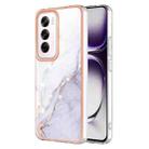 For OPPO Reno12 Global Electroplating Marble Dual-side IMD Phone Case(White 006) - 1