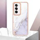 For OPPO Reno12 Global Electroplating Marble Dual-side IMD Phone Case(White 006) - 2