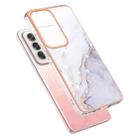 For OPPO Reno12 Global Electroplating Marble Dual-side IMD Phone Case(White 006) - 3