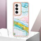 For OPPO Reno12 Global Electroplating Marble Dual-side IMD Phone Case(Green 004) - 2