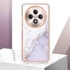 For OPPO Reno12 F 5G Electroplating Marble Dual-side IMD Phone Case(White 006) - 2