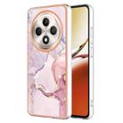 For OPPO Reno12 F 5G Electroplating Marble Dual-side IMD Phone Case(Rose Gold 005) - 1