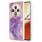 For OPPO Reno12 F 5G Electroplating Marble Dual-side IMD Phone Case(Purple 002) - 1