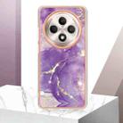 For OPPO Reno12 F 5G Electroplating Marble Dual-side IMD Phone Case(Purple 002) - 2