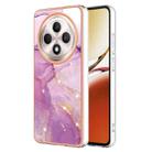 For OPPO Reno12 F 5G Electroplating Marble Dual-side IMD Phone Case(Purple 001) - 1