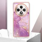 For OPPO Reno12 F 5G Electroplating Marble Dual-side IMD Phone Case(Purple 001) - 2