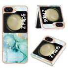 For Samsung Galaxy Z Flip5 Electroplating Marble Dual-side IMD Phone Case(Green 003) - 1