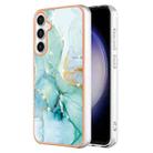 For Samsung Galaxy S23 FE 5G Electroplating Marble Dual-side IMD Phone Case(Green 003) - 1