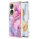 For Honor 90 5G Electroplating Marble Dual-side IMD Phone Case(Pink 013) - 1