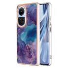 For OPPO Reno10 5G Global Electroplating Marble Dual-side IMD Phone Case(Purple 016) - 1