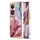 For OPPO Reno10 Pro 5G Global Electroplating Marble Dual-side IMD Phone Case(Rose Red 014) - 1