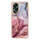 For OPPO A58 4G Electroplating Marble Dual-side IMD Phone Case(Rose Red 014) - 2