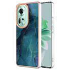 For OPPO Reno11 5G Global Electroplating Marble Dual-side IMD Phone Case(Green 017) - 1