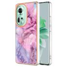 For OPPO Reno11 5G Global Electroplating Marble Dual-side IMD Phone Case(Pink 013) - 1