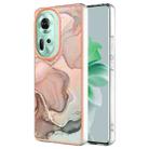 For OPPO Reno11 5G Global Electroplating Marble Dual-side IMD Phone Case(Rose Gold 015) - 1