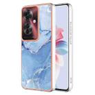 For OPPO Reno11 F 5G Global Electroplating Marble Dual-side IMD Phone Case(Blue 018) - 1