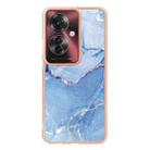 For OPPO Reno11 F 5G Global Electroplating Marble Dual-side IMD Phone Case(Blue 018) - 3