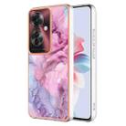 For OPPO Reno11 F 5G Global Electroplating Marble Dual-side IMD Phone Case(Pink 013) - 1