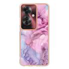 For OPPO Reno11 F 5G Global Electroplating Marble Dual-side IMD Phone Case(Pink 013) - 3