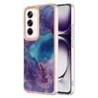 For OPPO Reno12 Global Electroplating Marble Dual-side IMD Phone Case(Purple 016) - 1