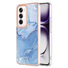 For OPPO Reno12 Global Electroplating Marble Dual-side IMD Phone Case(Blue 018) - 1