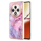 For OPPO Reno12 F 5G Electroplating Marble Dual-side IMD Phone Case(Pink 013) - 1