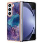 For Samsung Galaxy Z Fold5 Electroplating Marble Dual-side IMD Phone Case(Purple 016) - 1