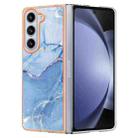 For Samsung Galaxy Z Fold5 Electroplating Marble Dual-side IMD Phone Case(Blue 018) - 1