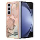 For Samsung Galaxy Z Fold5 Electroplating Marble Dual-side IMD Phone Case(Rose Gold 015) - 1