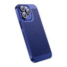 For iPhone 11 Pro Max Ice Sense Heat Dissipation Electroplating PC Phone Case(Navy Blue) - 1