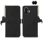 For Nothing Phone 2 Genuine Leather Magnetic RFID Leather Phone Case(Black) - 1