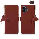 For Nothing Phone 2 Genuine Leather Magnetic RFID Leather Phone Case(Coffee) - 1