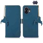 For Nothing Phone 2 Genuine Leather Magnetic RFID Leather Phone Case(Blue) - 1