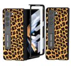 For Samsung Galaxy Z Fold5 ABEEL Integrated Black Edge Leopard Phone Case with Holder(Gold) - 1