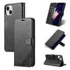 For iPhone 15 AZNS Sheepskin Texture Flip Leather Phone Case(Black) - 1