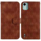 For Nokia C32 Double 8-shaped Embossed Leather Phone Case(Brown) - 1