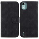 For Nokia C32 Double 8-shaped Embossed Leather Phone Case(Black) - 1