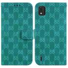 For Nokia 1.4 Double 8-shaped Embossed Leather Phone Case(Green) - 1